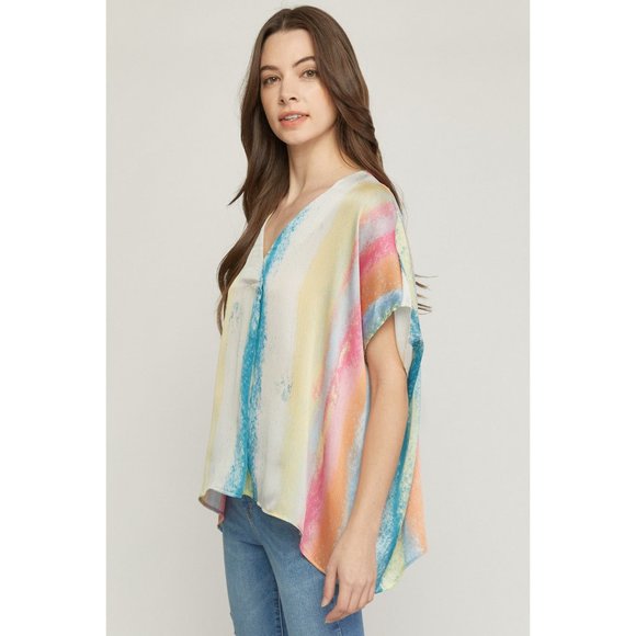 Entro Rainbow Placket Top - Picture 3 of 6